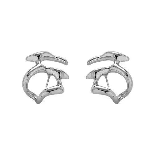 Jewelry × Sterling Silver Mutant Vein Earrings Gothic Punk Chrome Jewelry Spike Size ONE SIZE - 2 Thumbnail