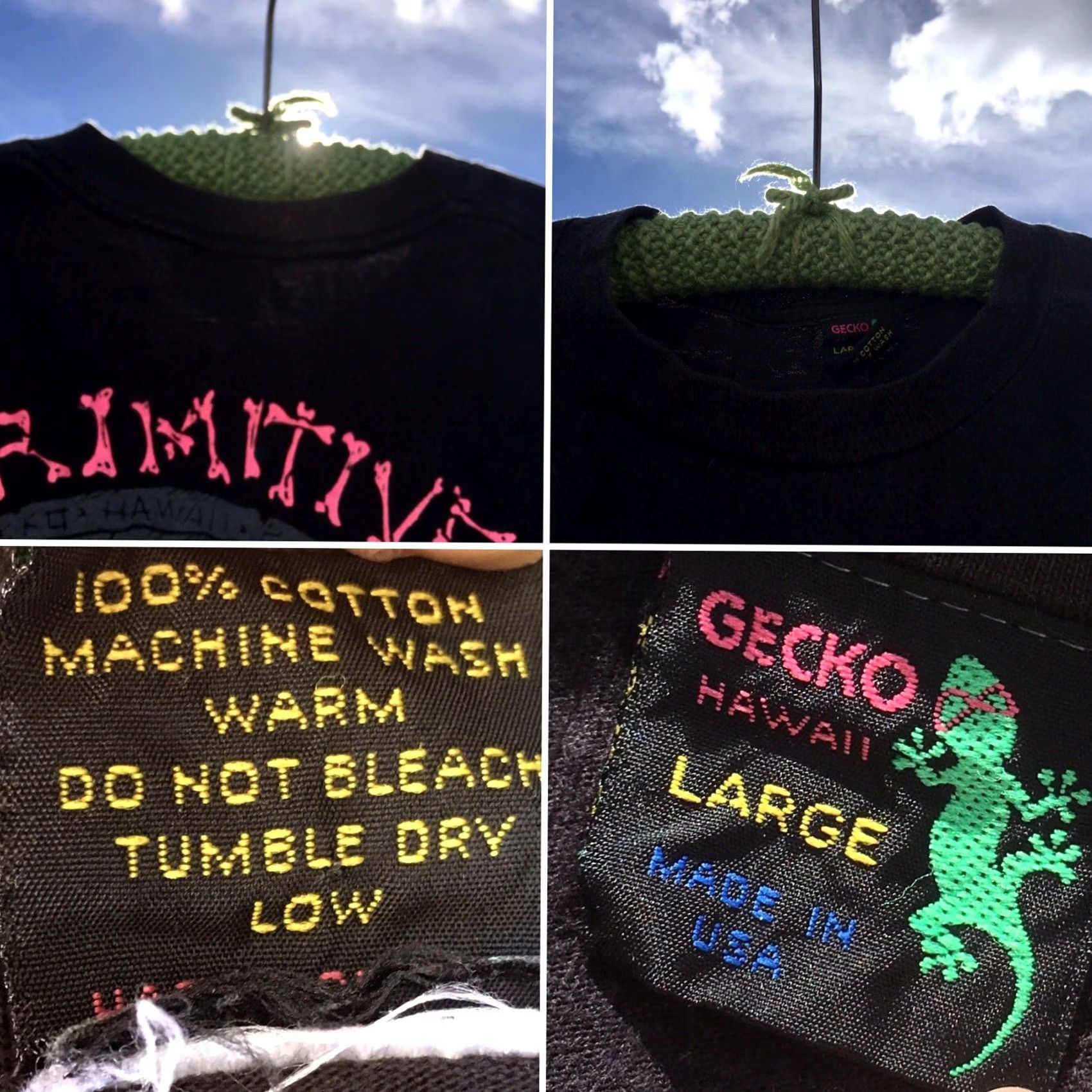 Vintage VINTAGE Gecko Hawaii Neon Graphics T-Shirt Made In USA 80s 90s Size L Mens Black 100% Cotton Graphic Tee Short Sleeve Vintage Look Size US L / EU 52-54 / 3 - 4 Thumbnail