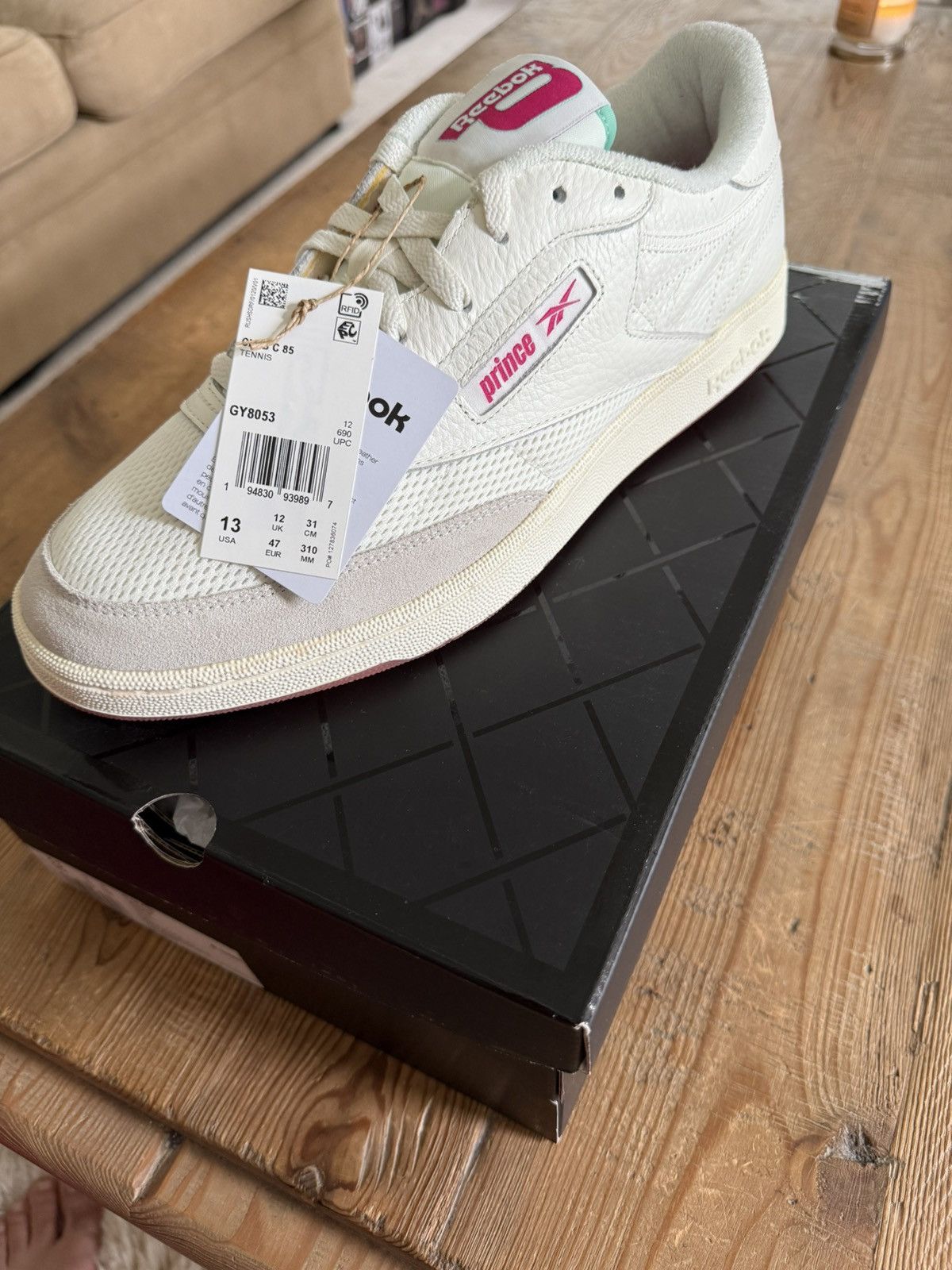 Reebok Reekbok x Prince Club C 85 Shoes White/Pink/Green Size 13 Size US 13 / EU 46 - 2 Thumbnail