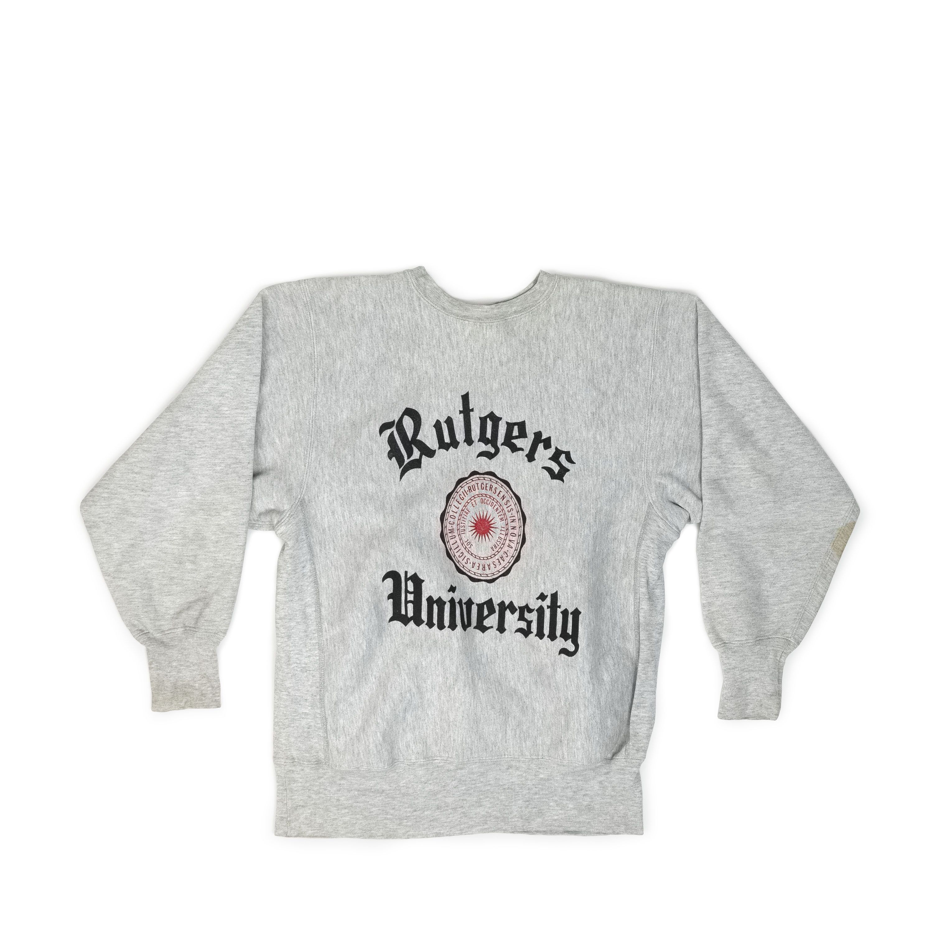 image of 1990's Champion Reverse Weave Rutgers Crewneck in Grey, Men's (Size Large)
