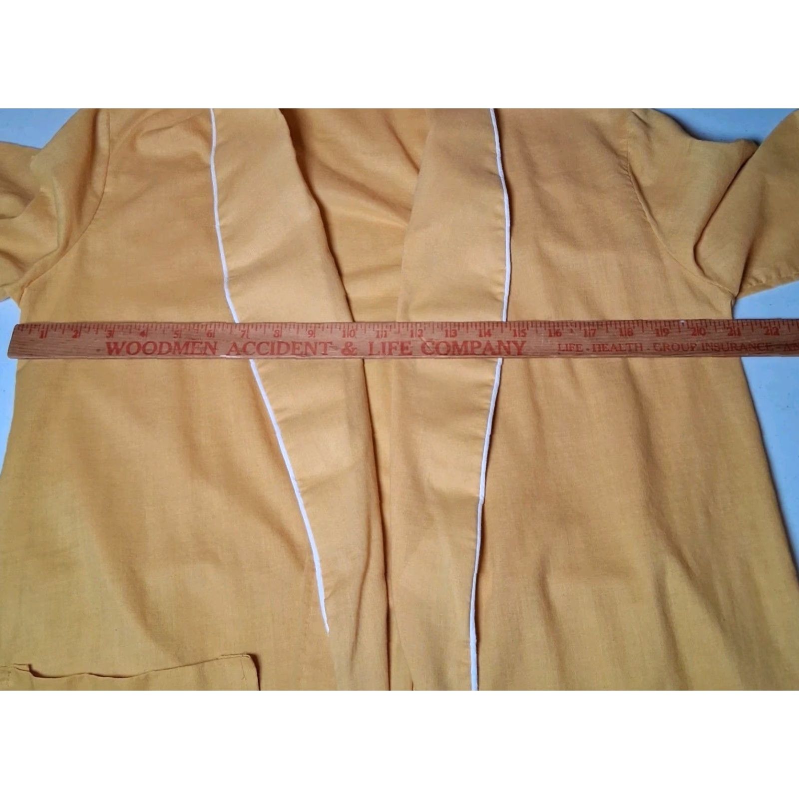 Vintage VINTAGE Aristo Robe Men M 1970s Mustard Yellow Perma Press Grandpa Robe Long Sleeve Polyester Cotton Blend 41" Size ONE SIZE - 6 Thumbnail