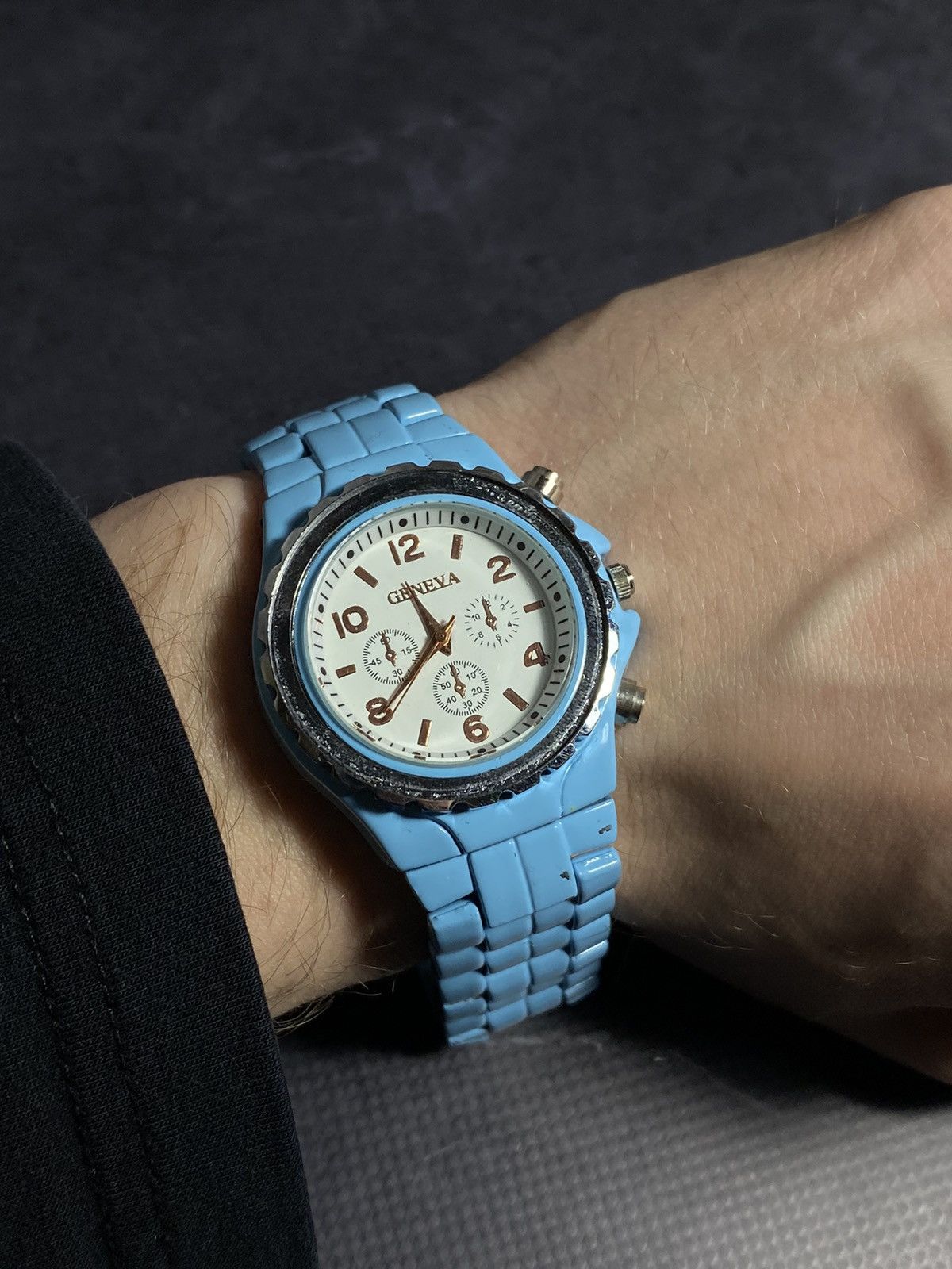 Vintage Sky Blue Chronograph-Style Watch – Bold & Sporty✨ Size ONE SIZE - 8 Thumbnail