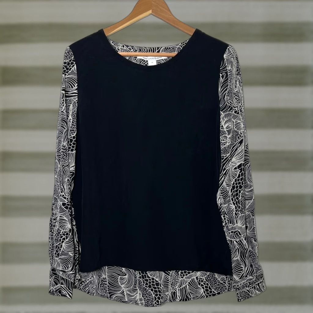Diane von Furstenberg Diane von Furstenberg Louisa Long Sleeve Silk Top Sz 12 Blouse Women Short Sleeve? Size XL / US 12-14 / IT 48-50 - 1 Thumbnail