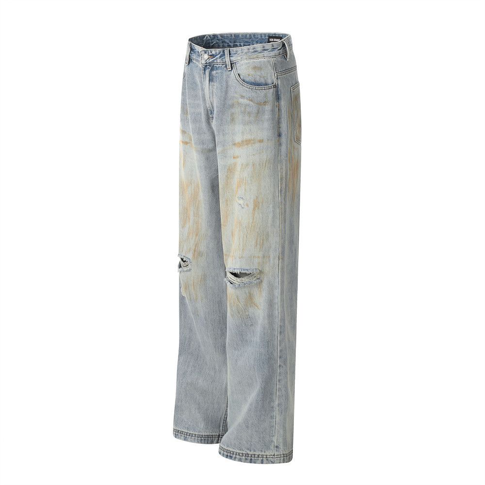 Japanese Brand × Jean Punk men's distressed washed straight-leg ripped jeans Size US 32 / EU 48 - 2 Thumbnail