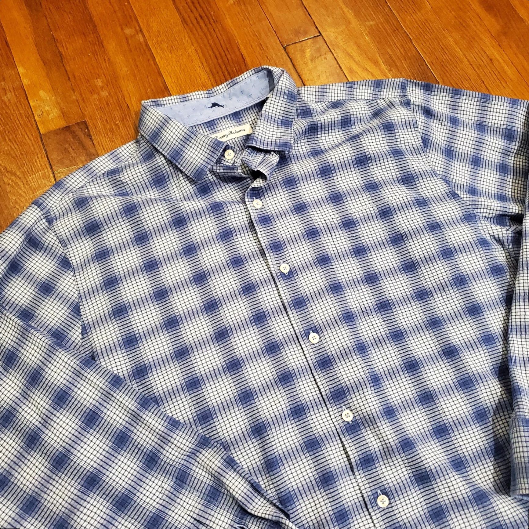 Tommy Bahama Tommy Bahama Shirt Mens XL Blue Check Silk Stretch Long Sleeve Button Front - Button-Down Collar - Regular Fit Size US XL / EU 56 / 4 - 4 Thumbnail