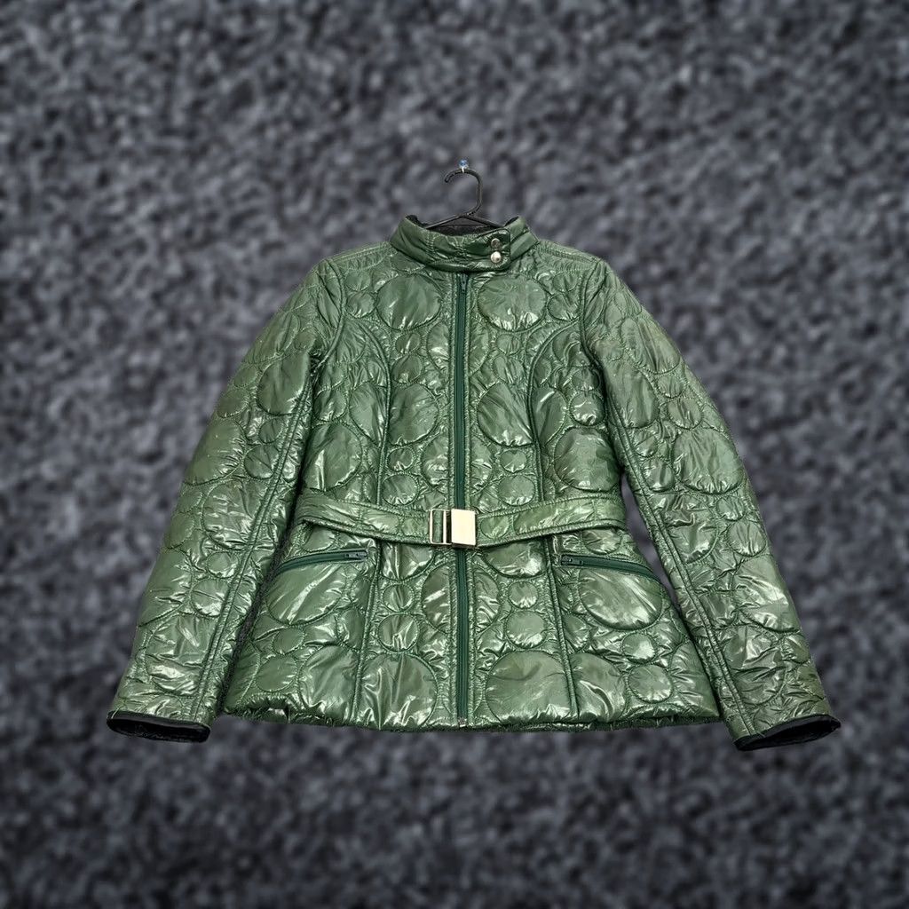Vintage VINTAGE Quilted Puffer Jacket Womens M Green Glossy Belted Circle Quilt Style Size M / US 6-8 / IT 42-44 - 1 Thumbnail
