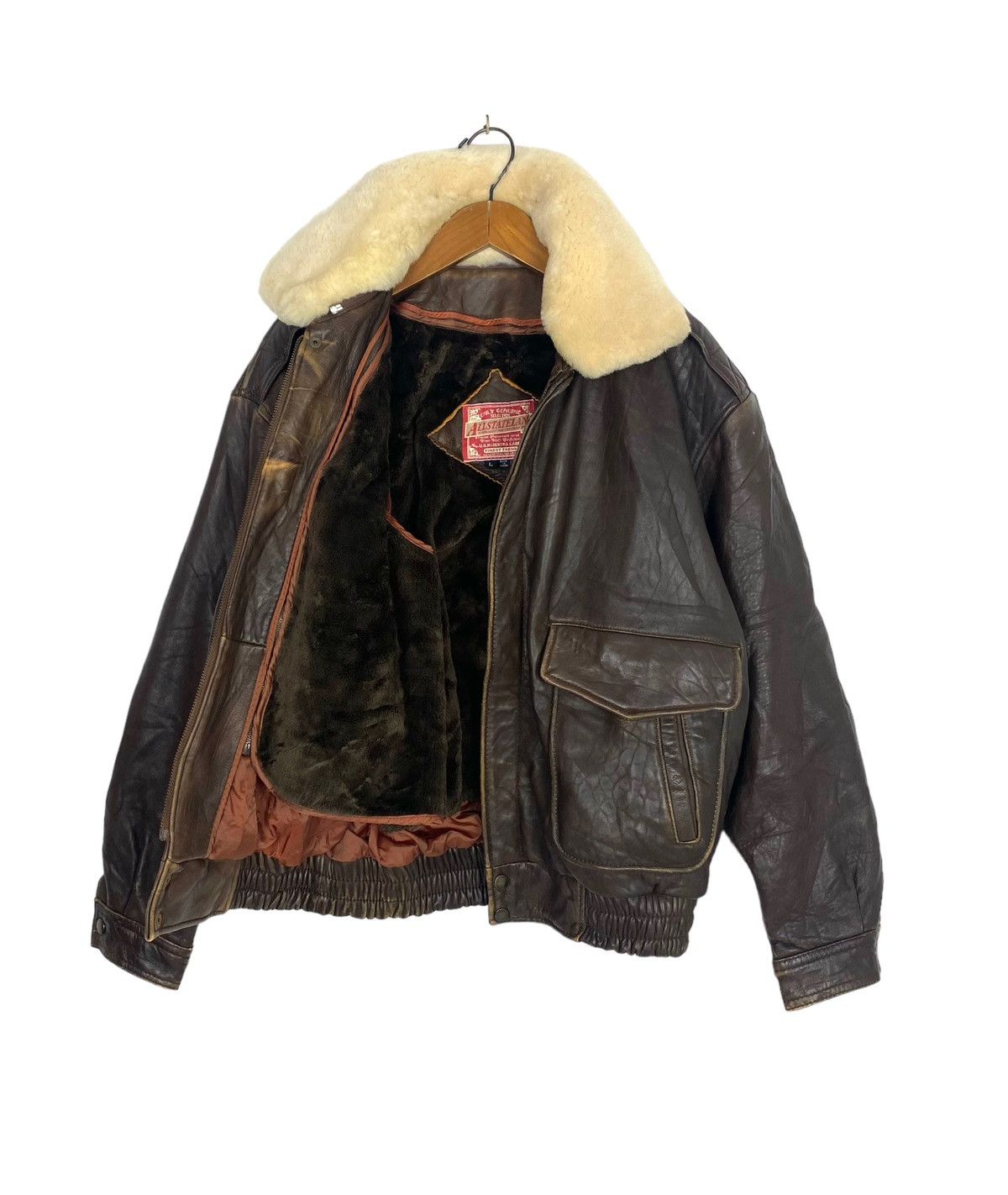 Vintage Rare‼️ Vintage Flight Jacket Sheep Leather Fur Colar Size US M / EU 48-50 / 2 - 2 Thumbnail