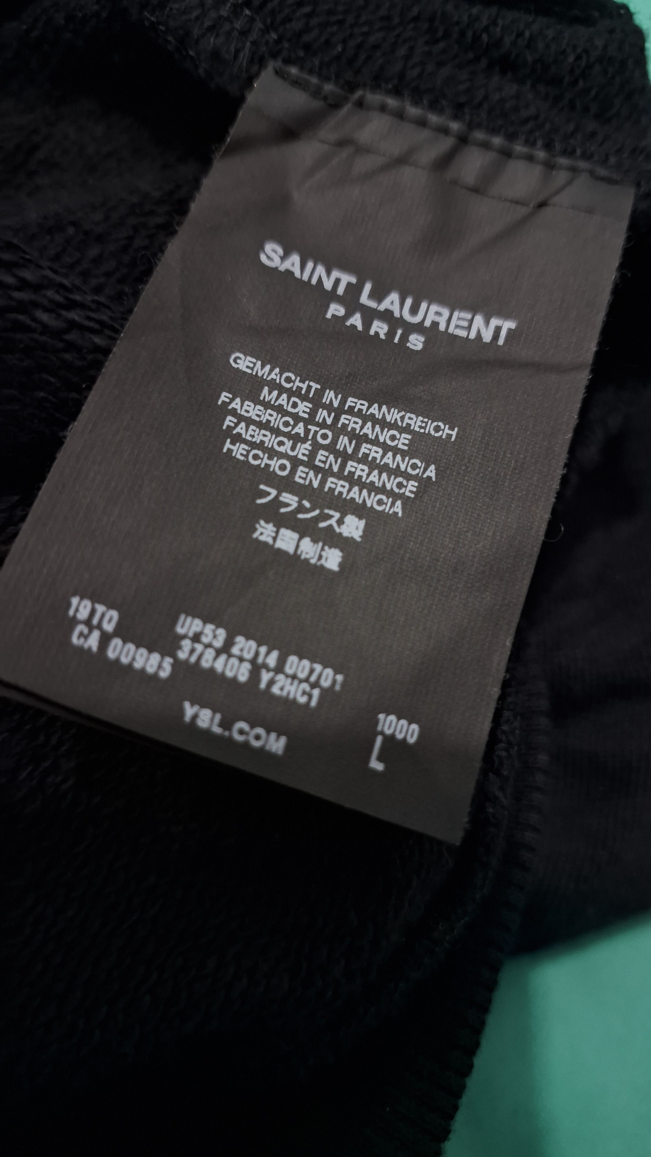 Saint Laurent Paris Saint Laurent Black Leather Panelled Crewneck Sweatshirt Size US L / EU 52-54 / 3 - 4 Thumbnail