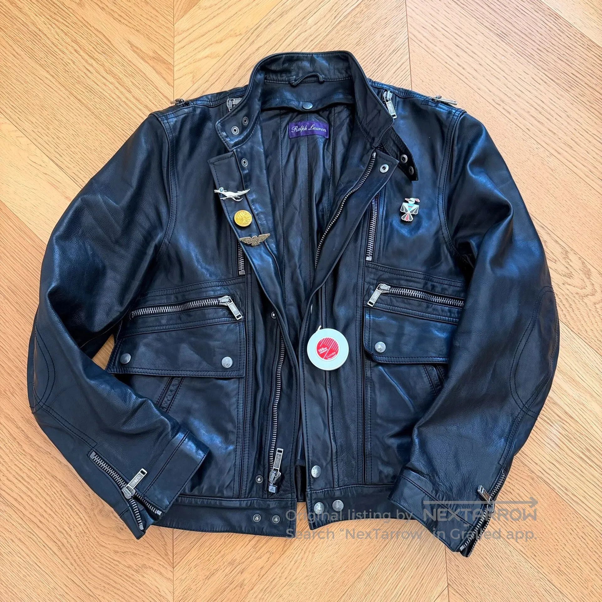 Ralph Lauren Purple Label Classic Black Leather Motorcycle Jacket. Size US L / EU 52-54 / 3 - 1 Thumbnail