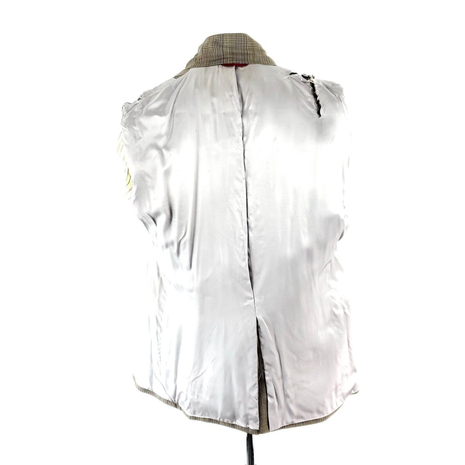 Jos. A. Bank Jos A Bank Wool 2 Button Sport Coat 40R Beige Plaid Windowpa Size 40R - 11 Thumbnail