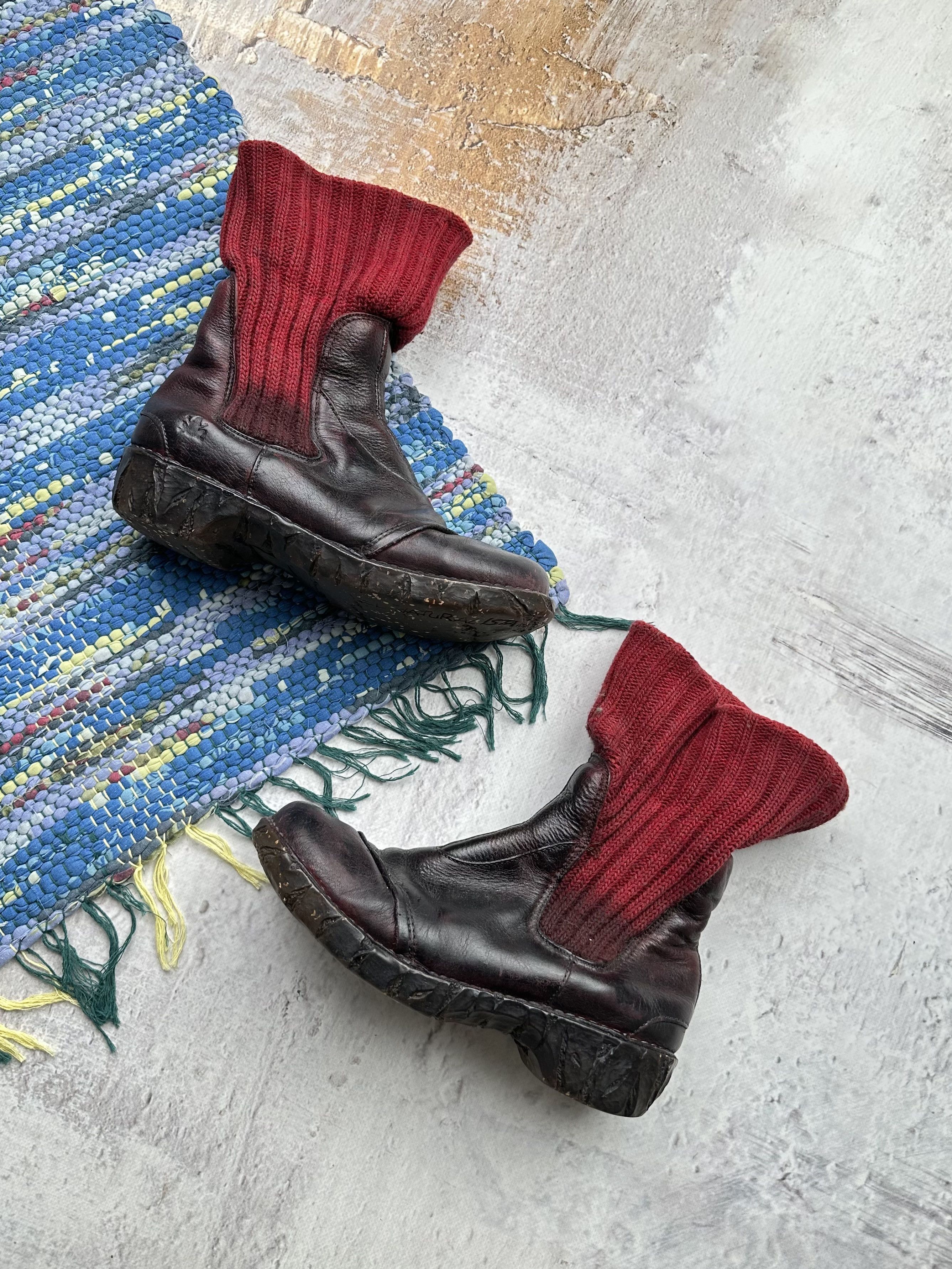 Japanese Brand Vintage Futuristic Leather Boots With Wool Toe A110D1(567) Size US 9 / IT 39 - 1 Thumbnail