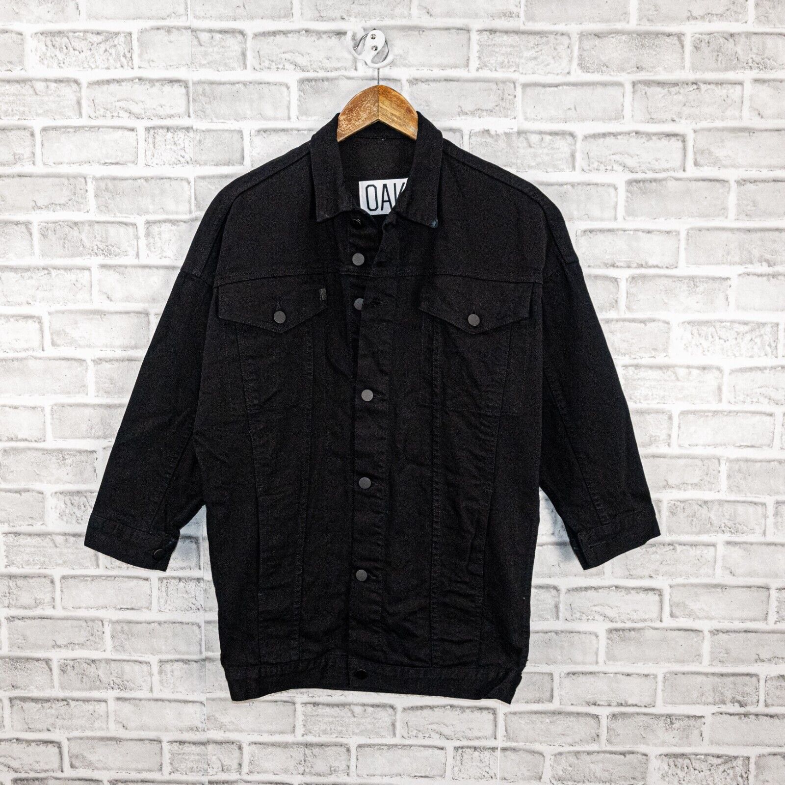 OAK OAK NYC Long Drop Shoulder Jacket Black Denim 3/4 Sleeves Size XS / US 0-2 / IT 36-38 - 2 Thumbnail