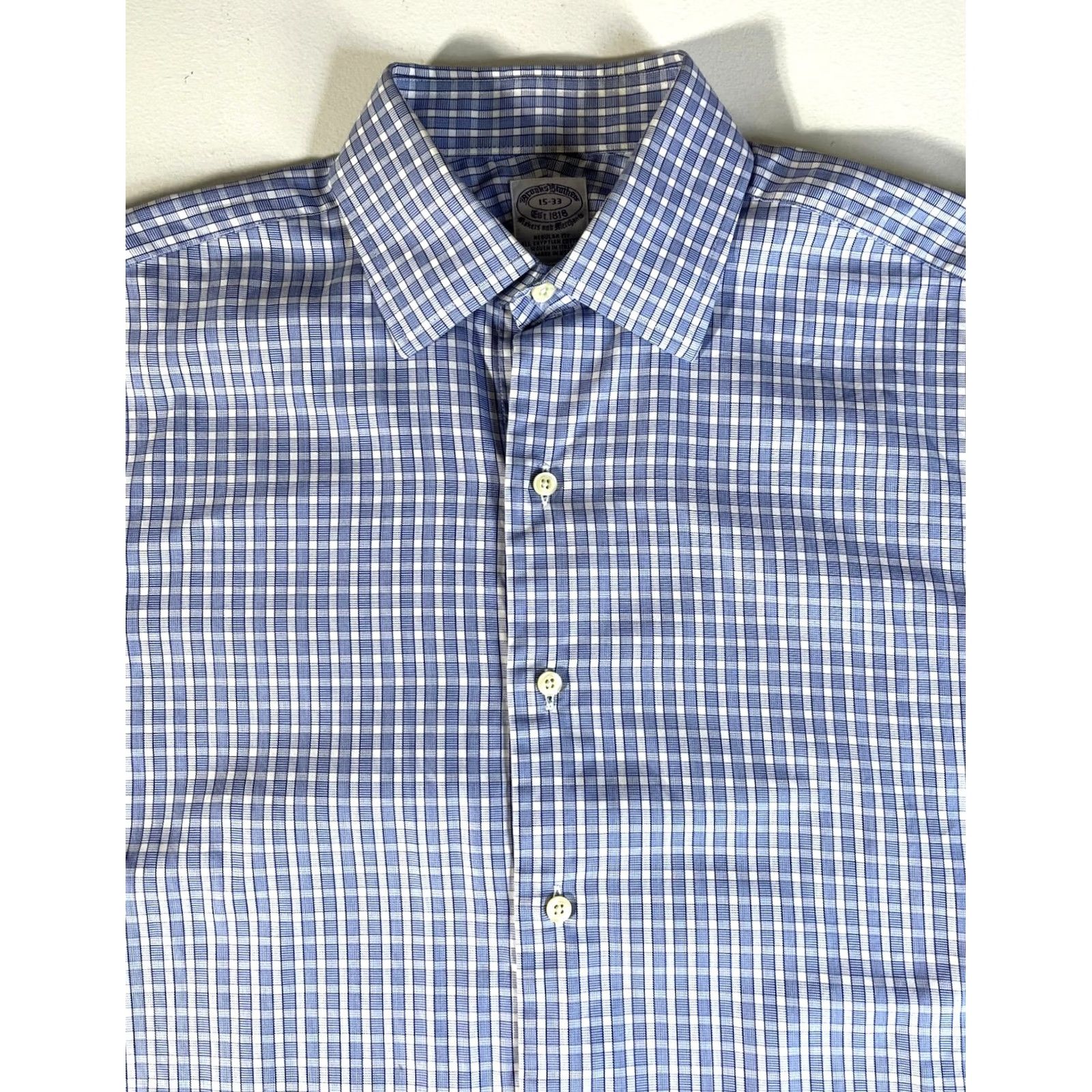 Brooks Brothers Brooks Brothers Makers Button-Up Shirt Check Mens 15 Blue Cotton 90s USA Vintage Regular Fit Size 15-33 Mens Size US M / EU 48-50 / 2 - 4 Thumbnail