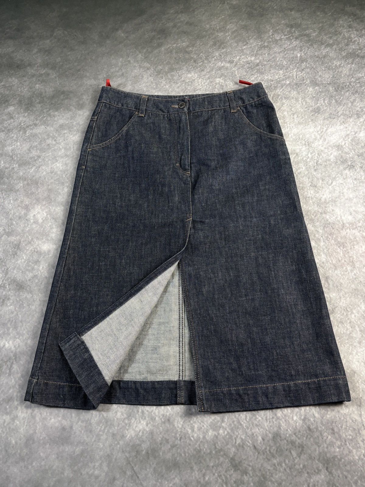 Prada × Vintage 2000s Prada Sport Vintage Prada Denim Maxi Skirt 1990s Long Size 28" / US 6 / IT 42 - 12 Thumbnail