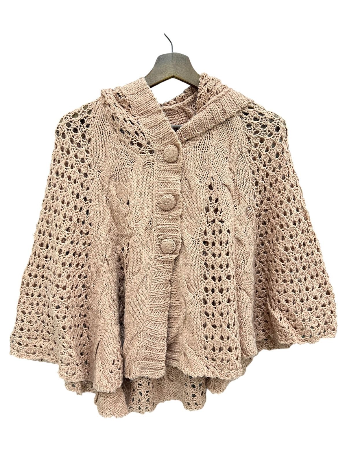 Japanese Brand Japanese Capes Batwing Aran Merino Poncho Handmade Crochet Size M / US 6-8 / IT 42-44 - 1 Thumbnail