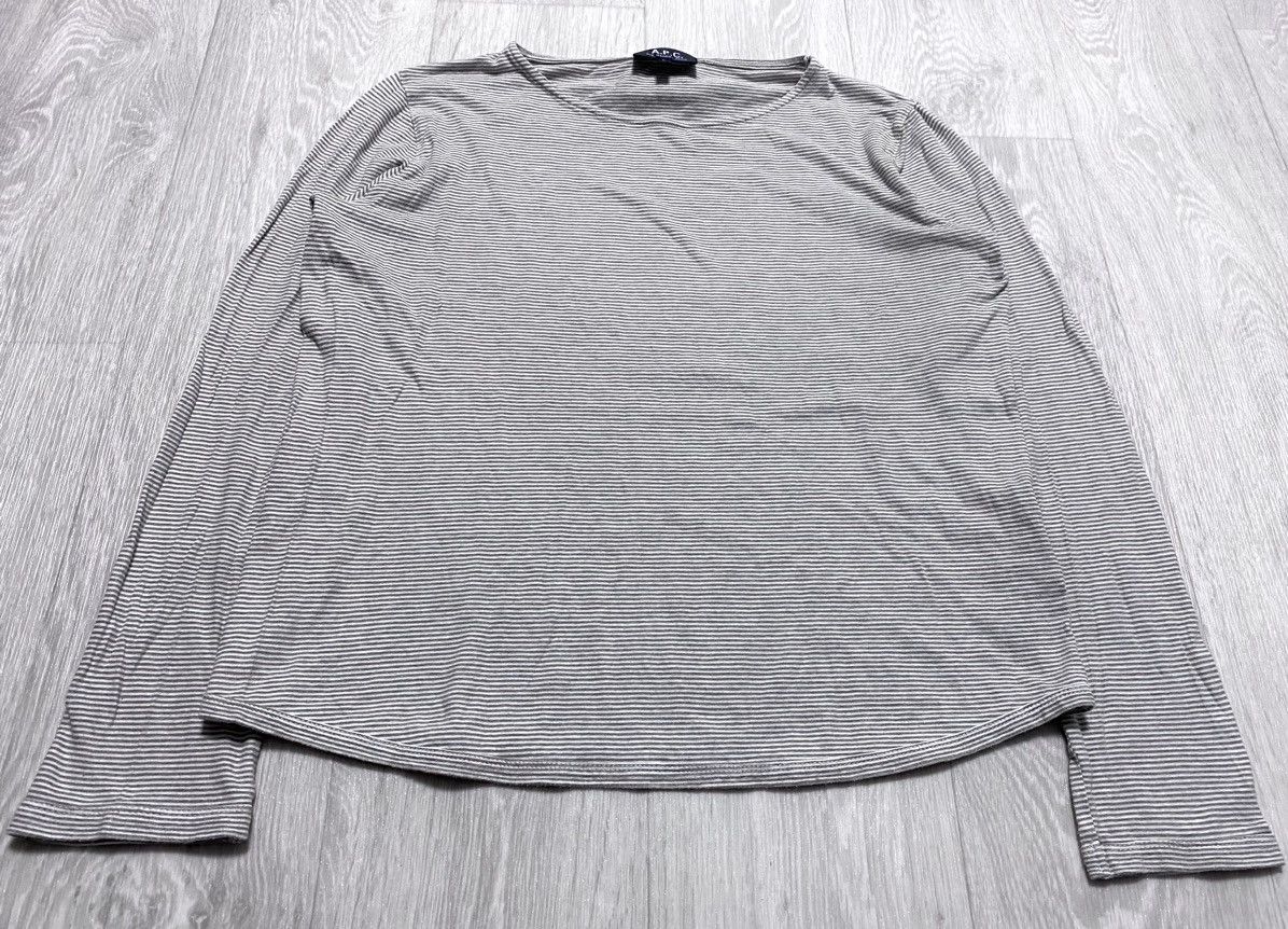 A.P.C. Womens A.P.C. APC Wide Neck Striped Cotton Long Sleeve Shirt Size L / US 10 / IT 46 - 6 Thumbnail