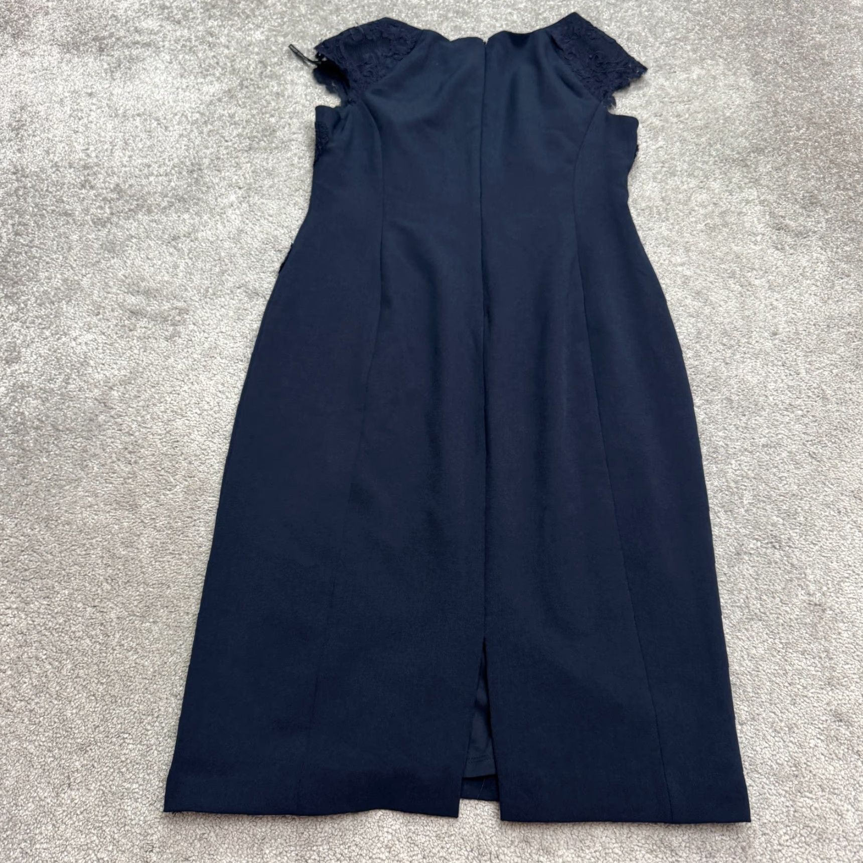 Maggy London Dress Womens Cap Sleeve Lace Applique Sheath Midi Work Navy  Blue 10 - www.bongoclub.cl