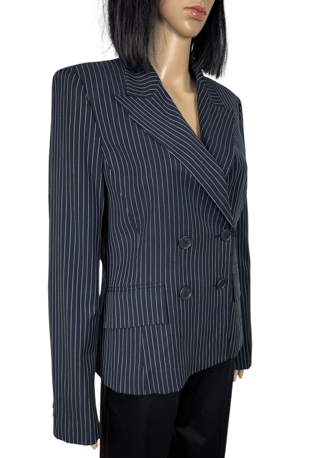 Marella Marella Virgin Wool Striped Blazer Double-Breasted size US10 Size L / US 10 / IT 46 - 3 Thumbnail