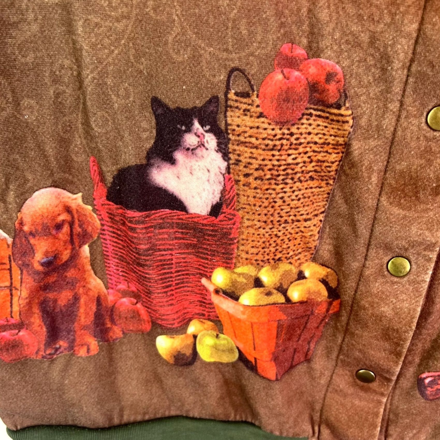 Blair Blair Jacket Womens Size L Brown Cat Pattern Mid-Length Zip Pockets Fall Knit Cotton Blend Blurred? Size L / US 10 / IT 46 - 4 Thumbnail