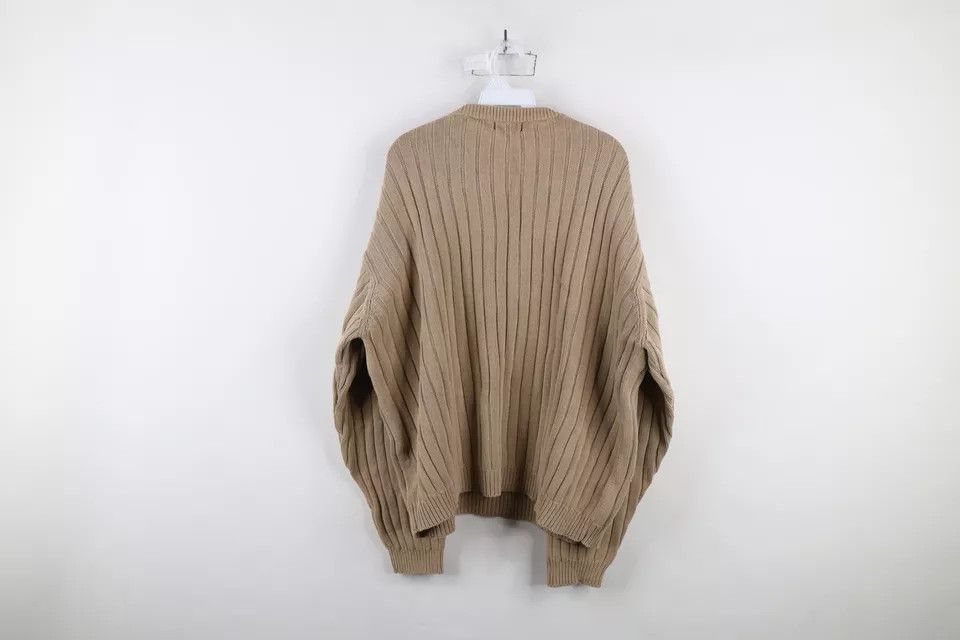Vintage Vintage 90s Streetwear Ribbed Knit Crewneck Sweater Beige Size US XXL / EU 58 / 5 - 11 Thumbnail