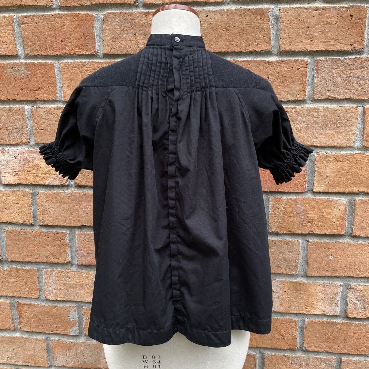 Sacai X Nike Black Short Sleeve Nike Top with Ruffle Trim