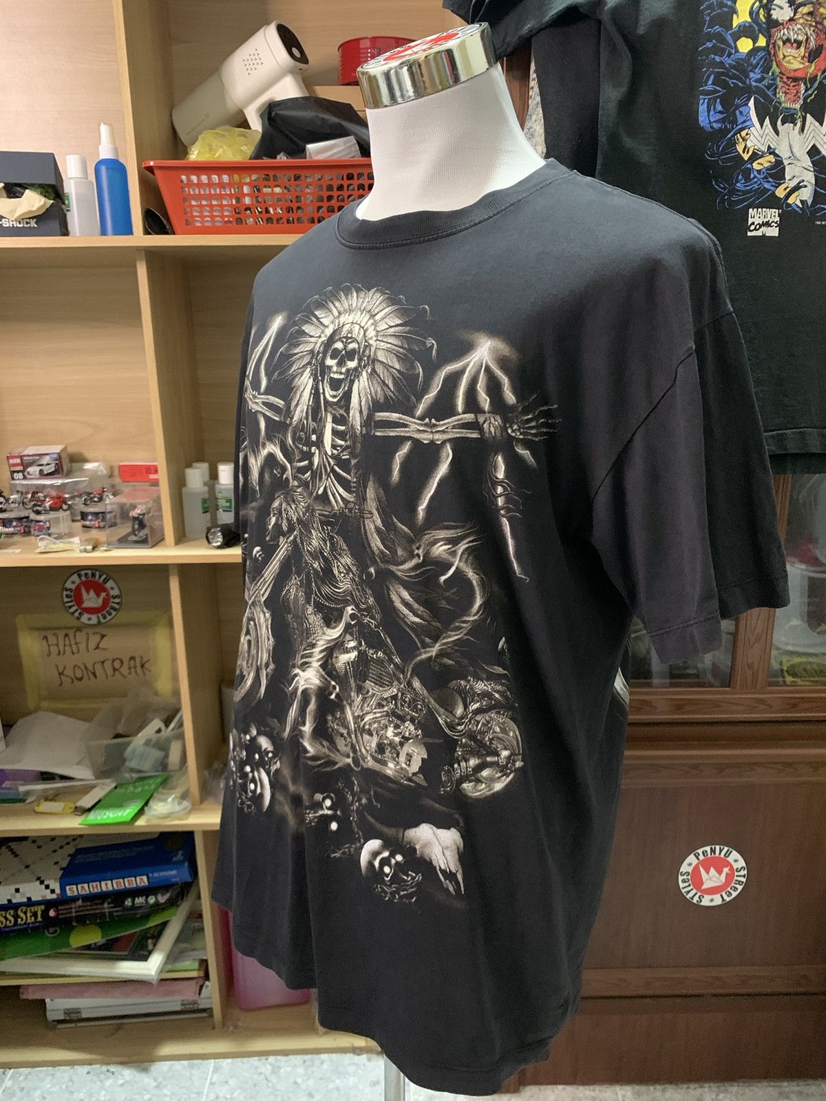If Six Was Nine Y2K Skull Rider Punk Full Print Tee Size US L / EU 52-54 / 3 - 3 Thumbnail