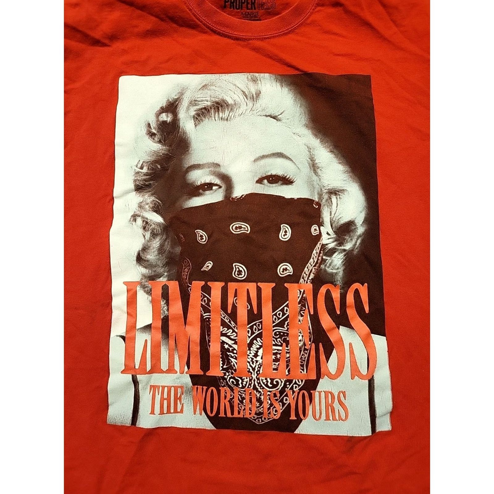 Vintage VINTAGE Limitless Marilyn Monroe XL SS Red T-Shirt Proper Tees The World Is Yours Mens Size US XL / EU 56 / 4 - 2 Thumbnail
