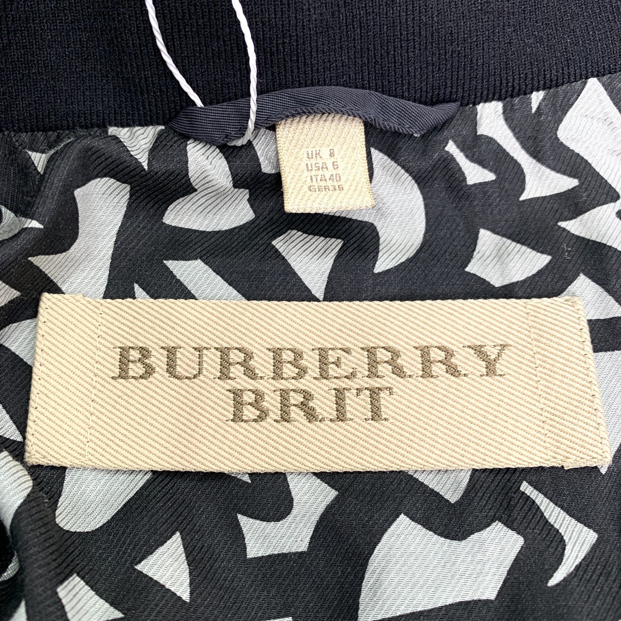 Burberry Brit Black Zipper Jacket M Stand-Up Collar Cotton B