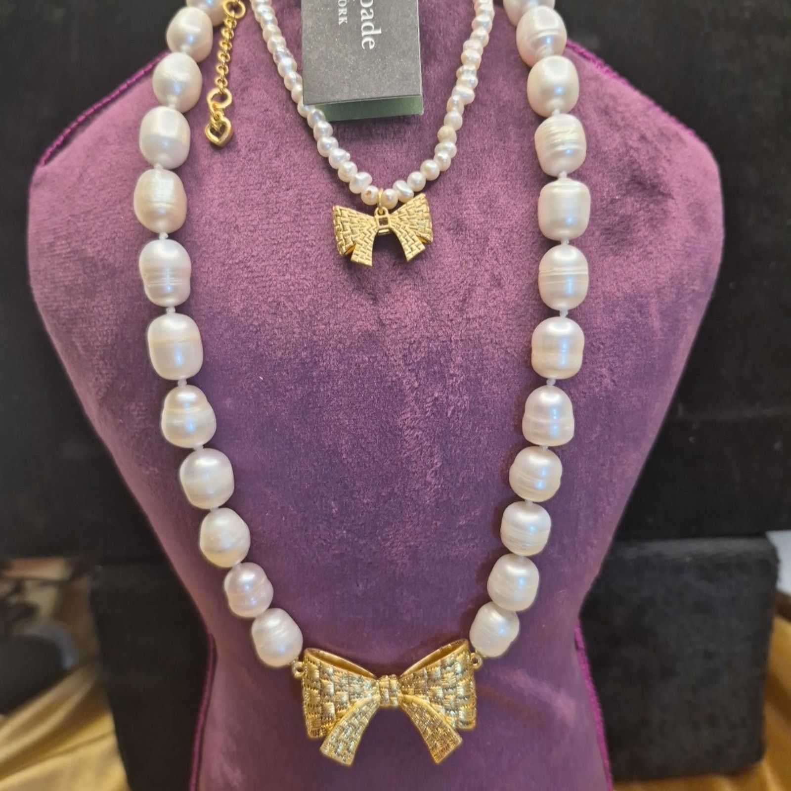 Kate Spade Kate Spade Natural Pearl Gold Bow Necklace & Bracelet Set Size ONE SIZE - 2 Thumbnail