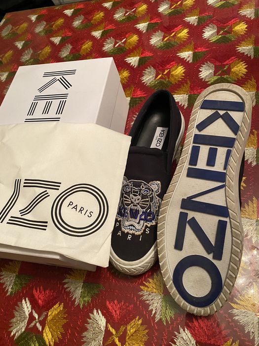 kenzo tiger slip on sneakers