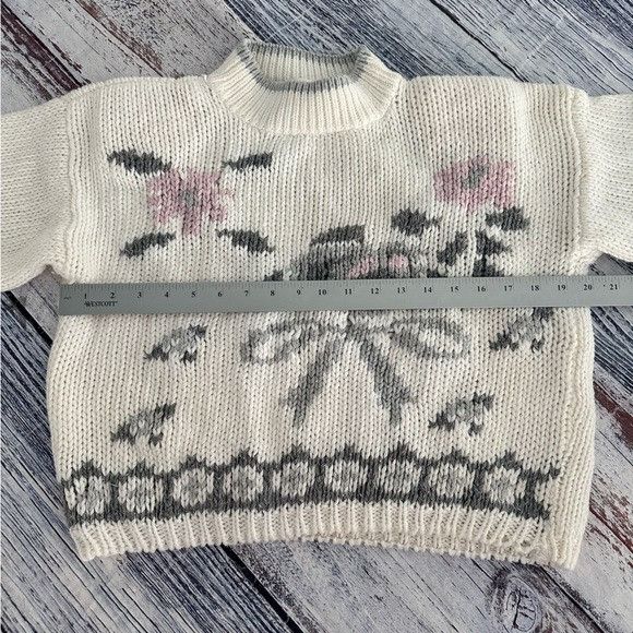 Vintage Vintage 80’s “View Point” Cotton Blend Chunky Knit Floral Sw Size M / US 6-8 / IT 42-44 - 7 Thumbnail