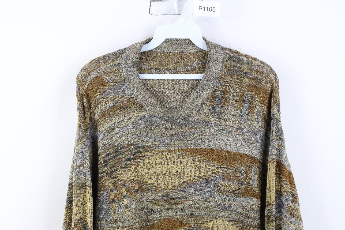 Vintage Vintage 90s Coogi Style Earth Tone Knit Crewneck Sweater Size US XL / EU 56 / 4 - 2 Thumbnail