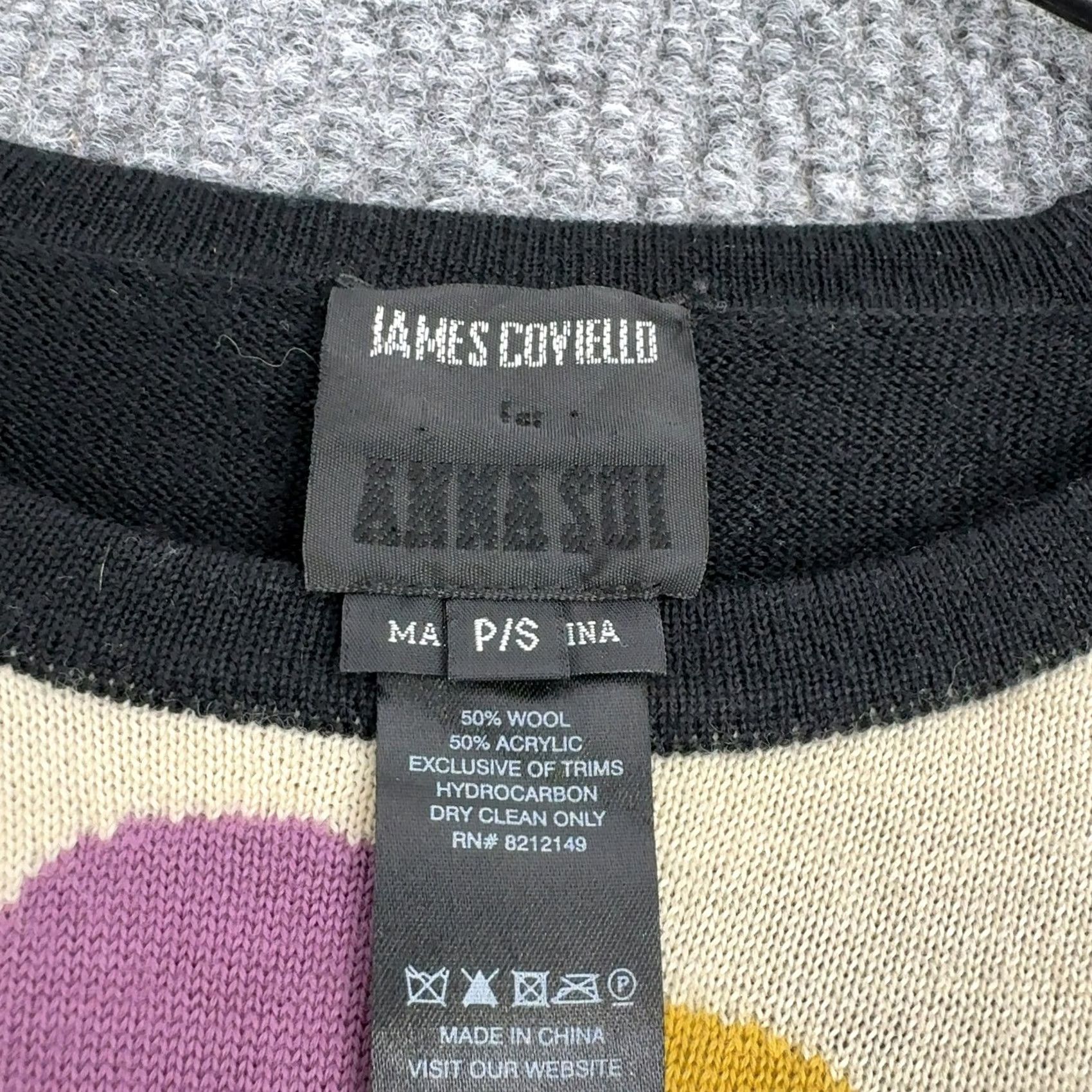 Vintage James Coviello x Anna Sui Sweater Womens S Black Wool Blend Floral Knit Indie Size S / US 4 / IT 40 - 2 Thumbnail