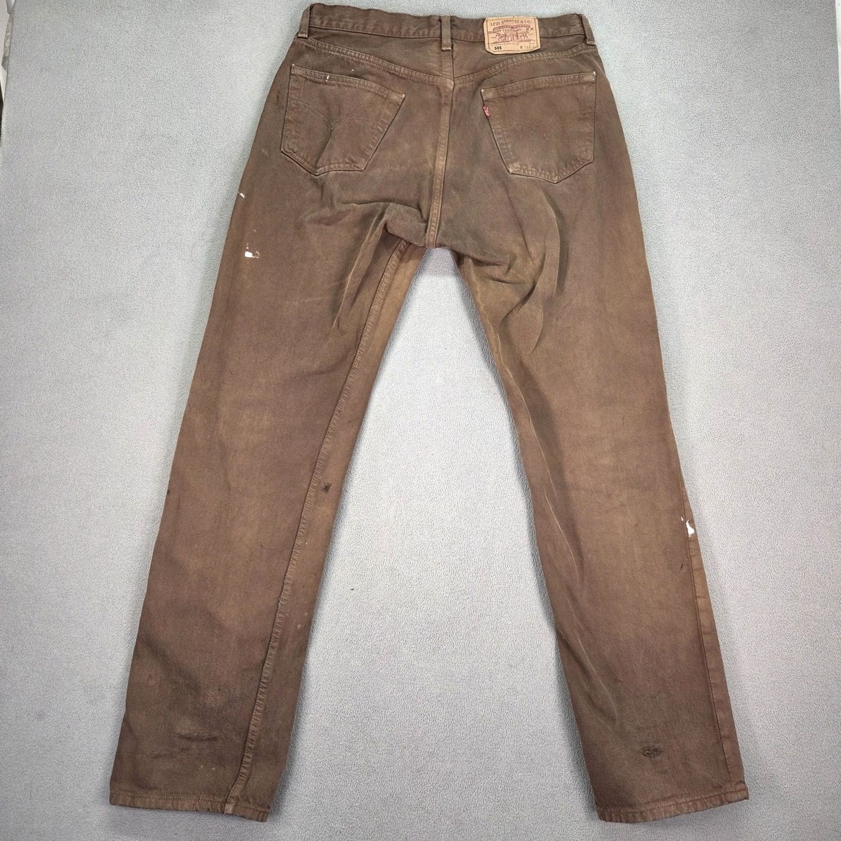 Levi's VINTAGE Levi's 501 Jeans Mens Regular 32x34 Brown Distressed Paint Splatter Made In USA 90s Men Size US 32 / EU 48 - 2 Thumbnail