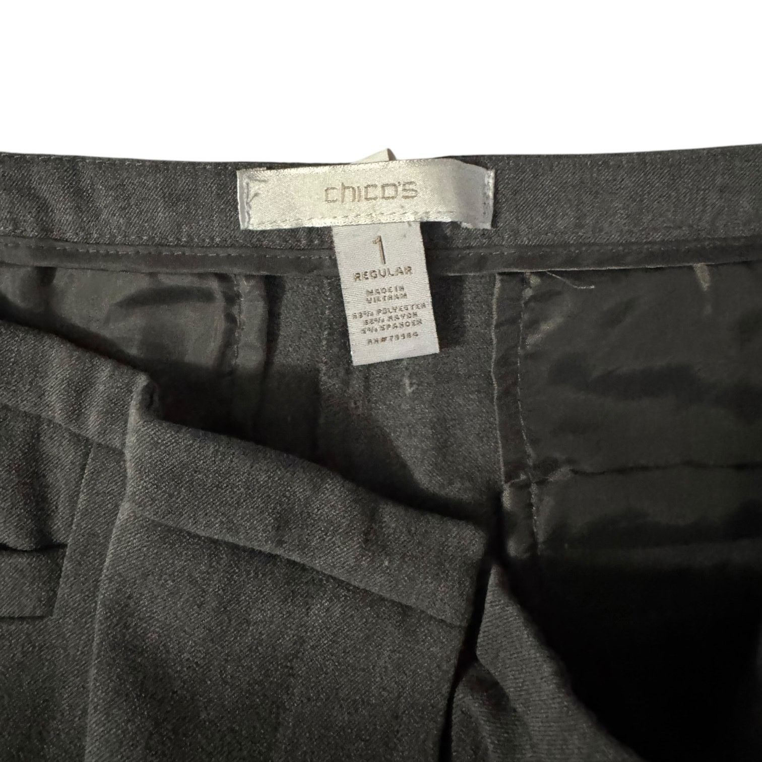 Chicos Chico’s Women’s Flat Front Gray Zip up Stretch Pants Size 1 Size 32" / US 10 / IT 46 - 2 Thumbnail