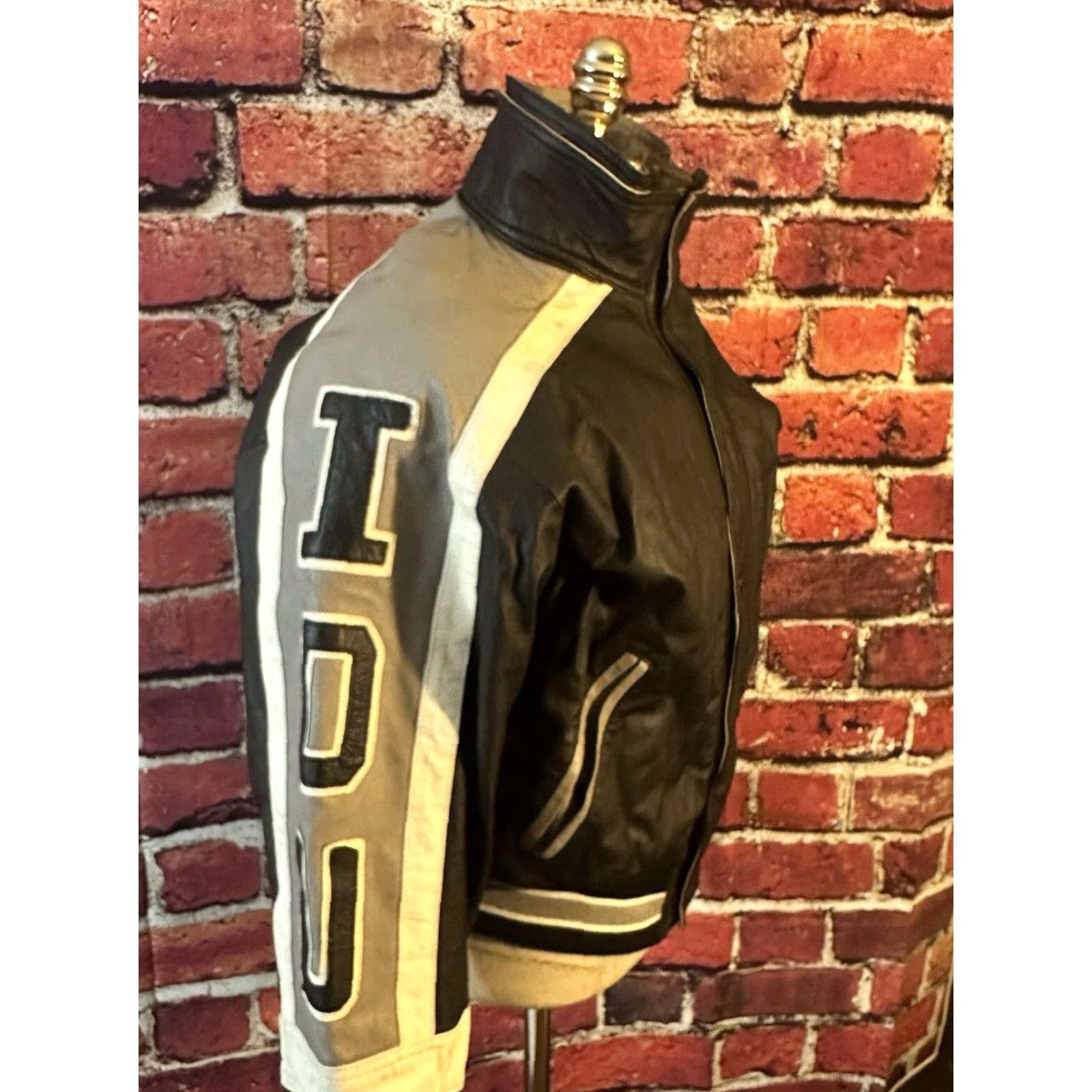 Vintage I.O.U. Legend Leather Shell Racing Jacket Full Zip Button Gray White Black Men S Size US S / EU 44-46 / 1 - 4 Thumbnail