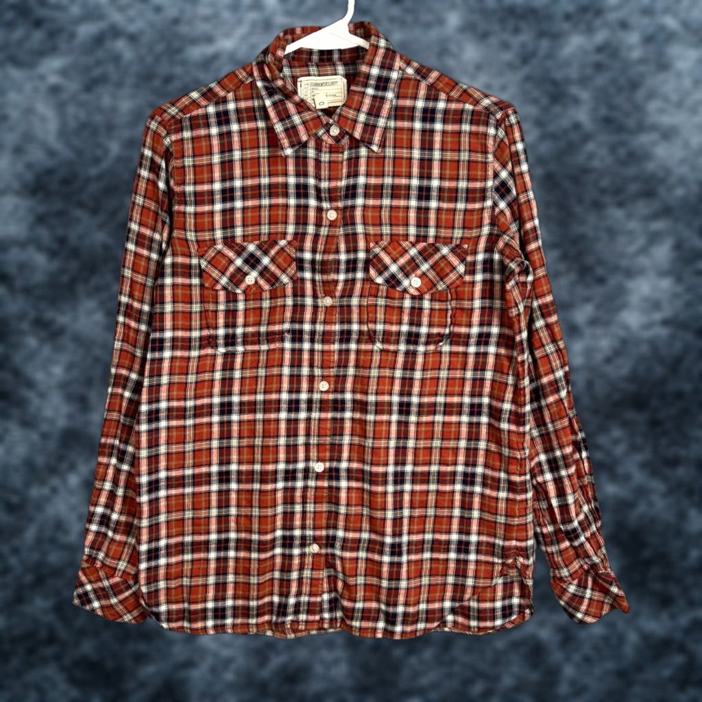 Vintage Current/Elliott Shirt Womens 0 Red Plaid Button-Up Long Sleeve Cotton Blend Size XS / US 0-2 / IT 36-38 - 1 Thumbnail