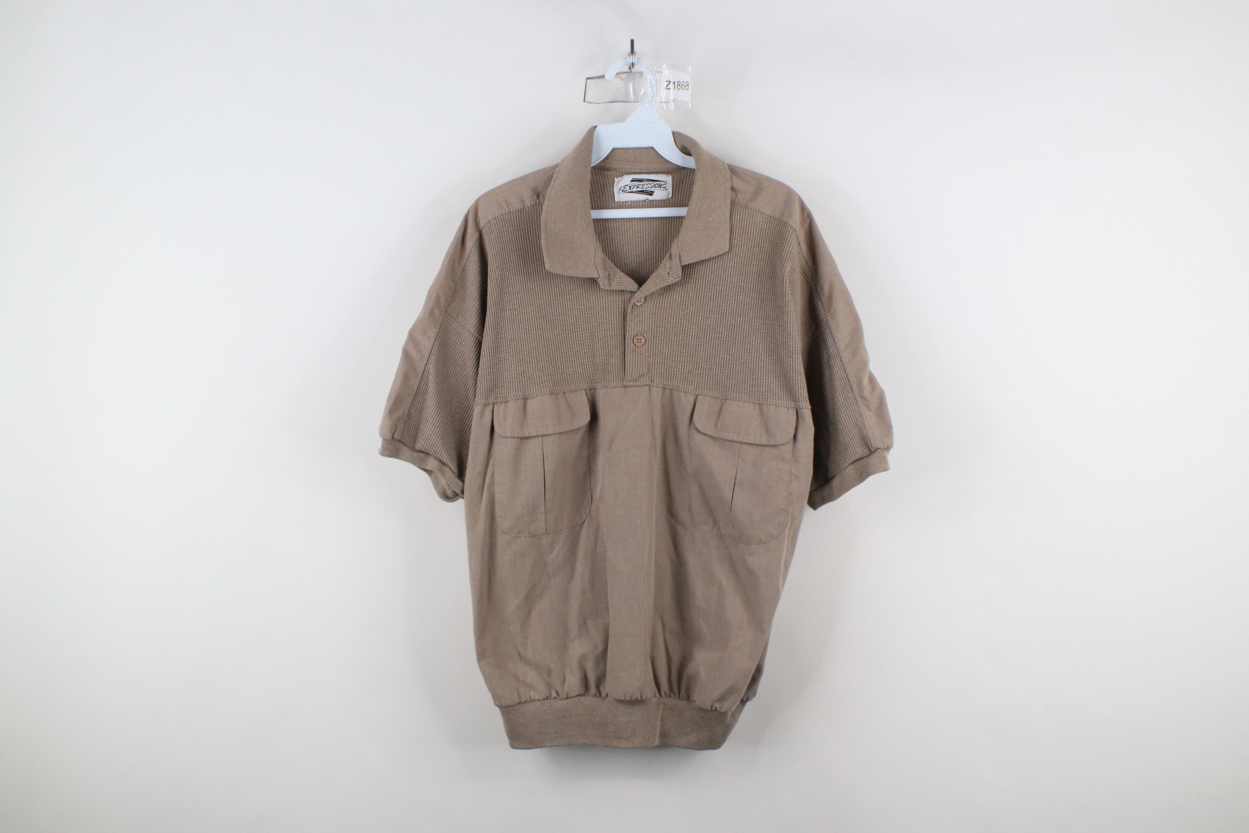Vintage Vintage 90s Streetwear Thermal Waffle Pullover Polo Shirt Size US L / EU 52-54 / 3 - 1 Thumbnail