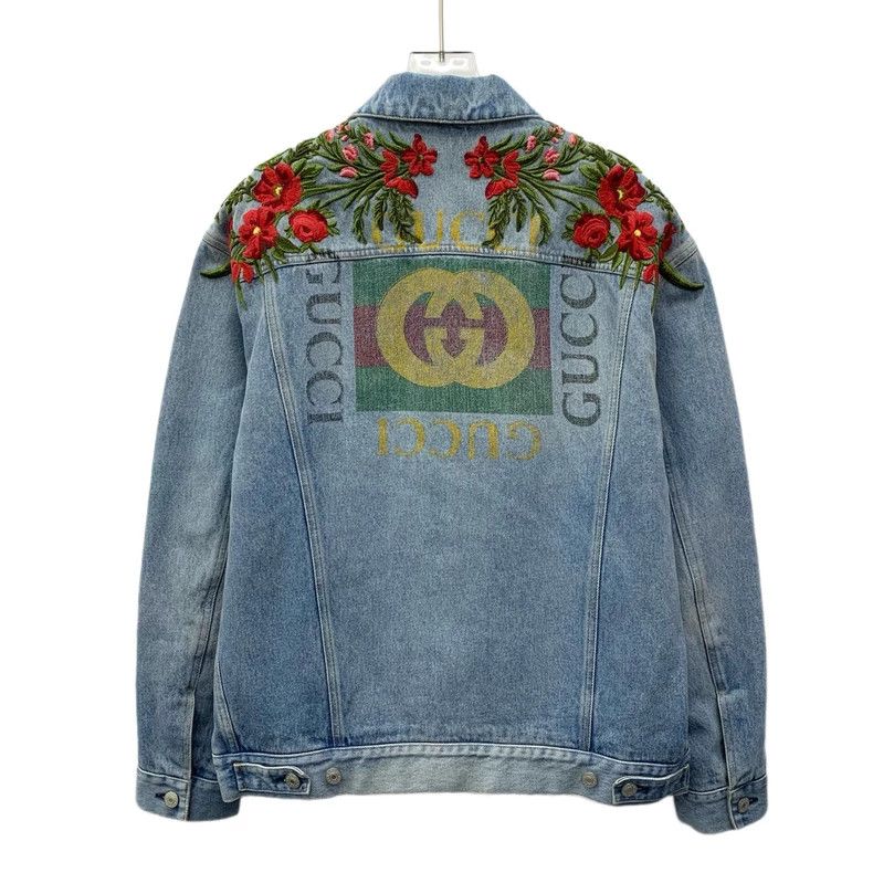 Gucci Gucci Light blue old floral embroidered cotton lapel singl Size US S / EU 44-46 / 1 - 2 Thumbnail