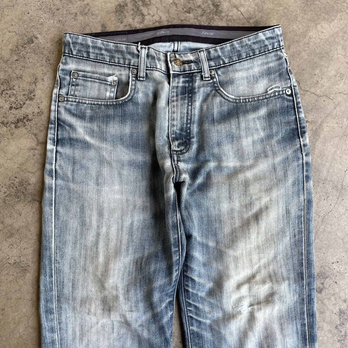 Edwin 🔥Vintage Edwin Premio Jeans Ripped Distress Denim Jeans Size US 32 / EU 48 - 2 Thumbnail