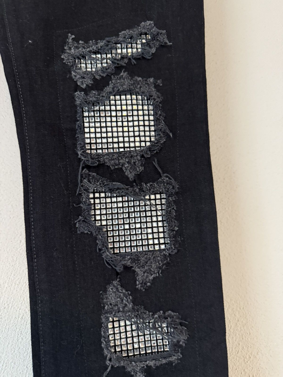 Balmain Balmain Black Distressed Studded Slim Jeans Size 31 Size US 31 - 5 Thumbnail