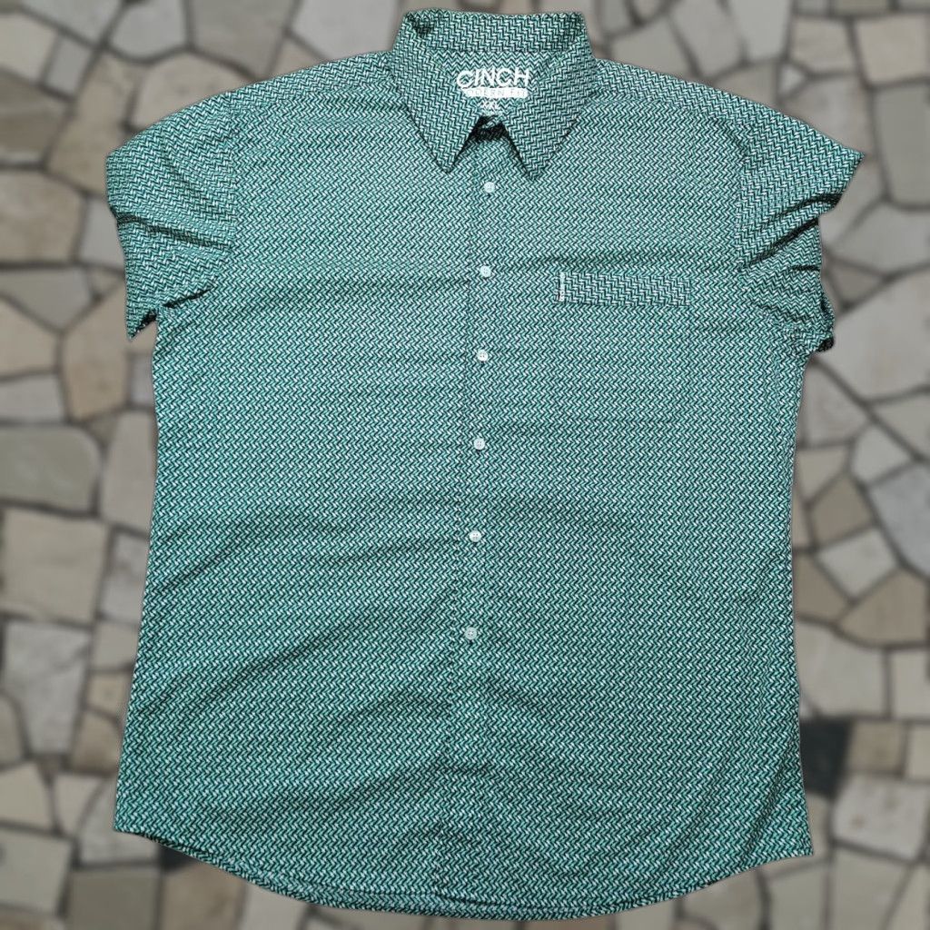 Vintage Cinch Western Button Up Shirt Mens 2XL Green Geometric Long Sleeve Shirt Size US XXL / EU 58 / 5 - 1 Thumbnail