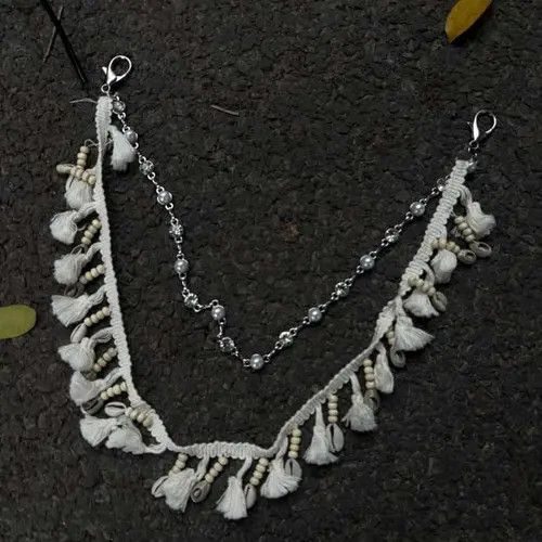 Jewelry Double Layer Wallet Chain - Pearl, Shell, Tassel Detail Size ONE SIZE - 8 Thumbnail