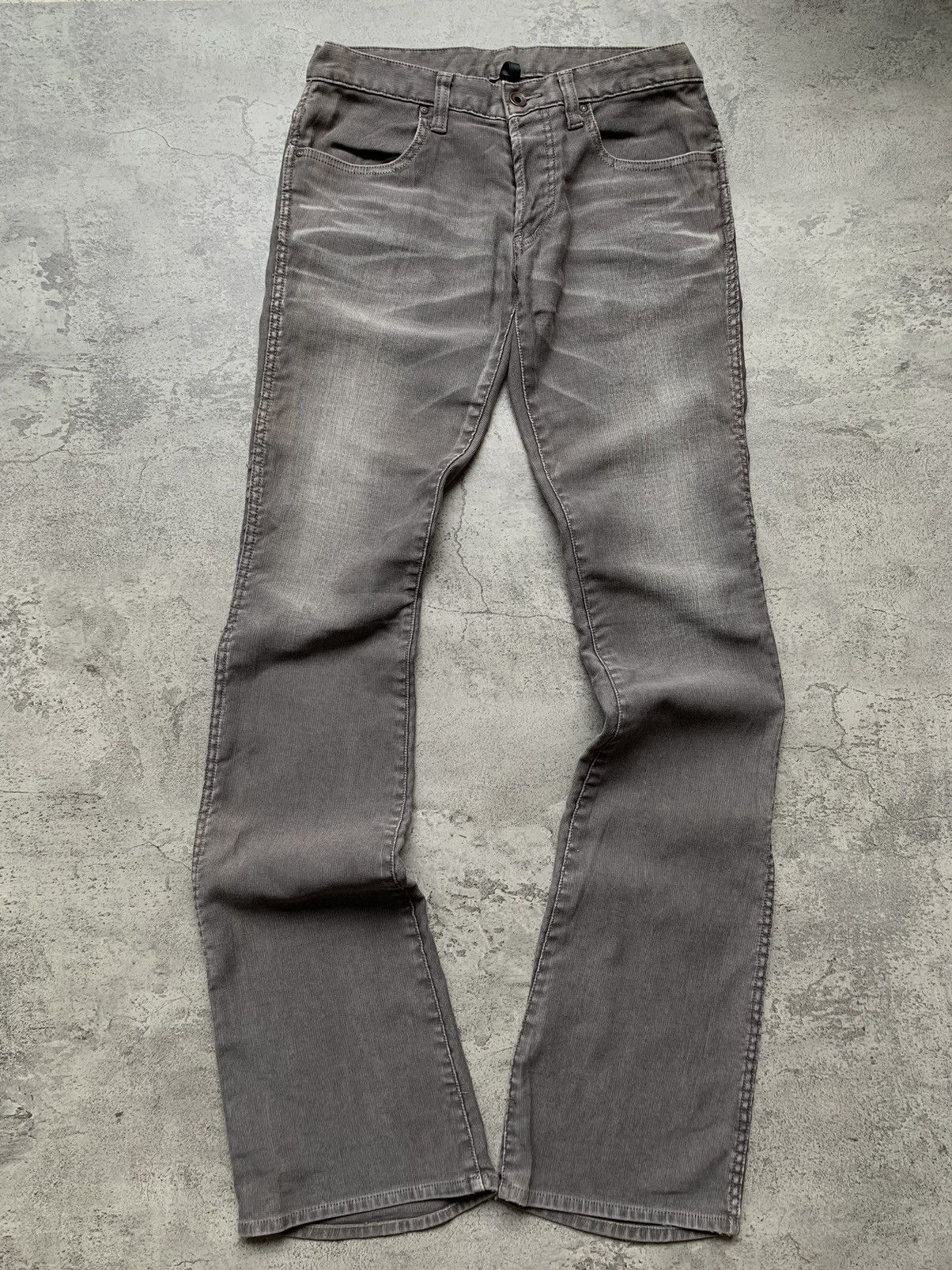 image of Le Grande Bleu L G B x Tornado Mart Thee Old Circus Corduroy Flare Jeans in Washed Gray (Size 33)