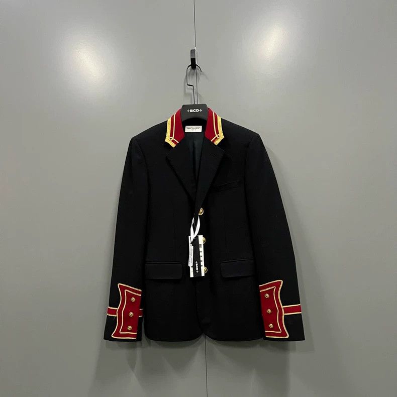 Yves Saint Laurent saint Laurent Black suit with red and gold stripes suit 250 Size 46R - 1 Thumbnail