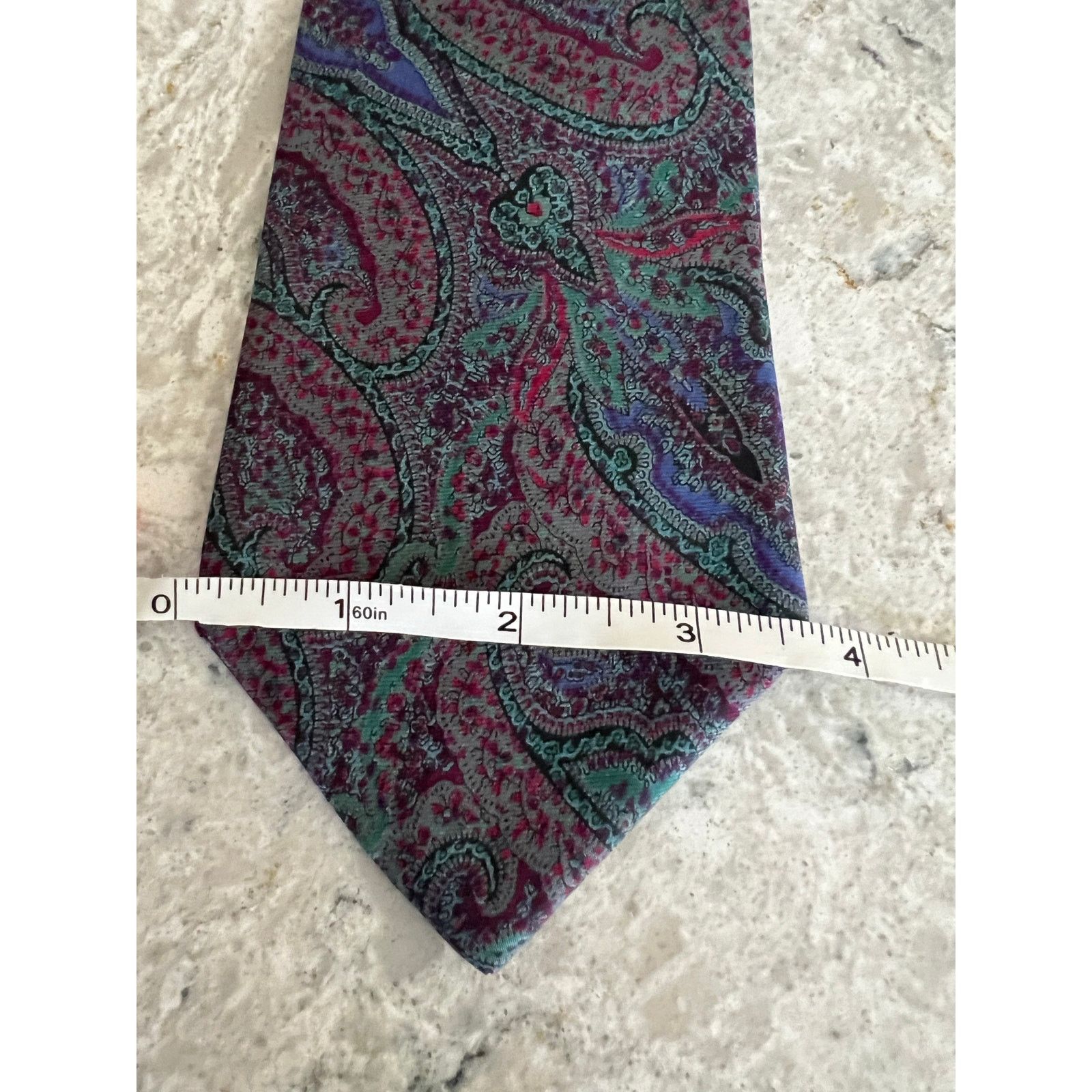 Vintage Claybrooke 100% Silk Neck Tie Hand Made Purple Blue Paisley Size ONE SIZE - 7 Thumbnail