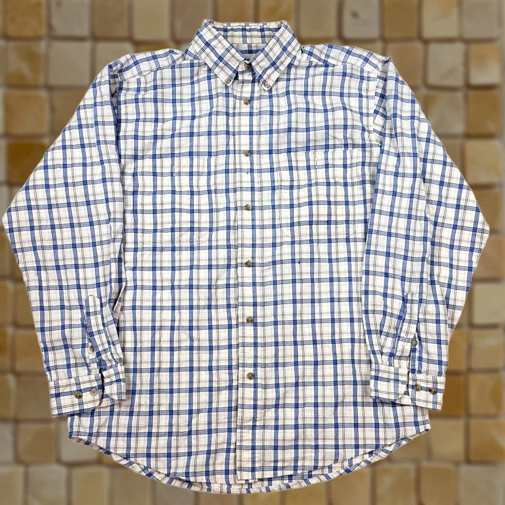 Wrangler VINTAGE Wrangler Blue Plaid Distressed Long Sleeve Men's Large Button Up Collared Shirt Size US L / EU 52-54 / 3 - 1 Thumbnail