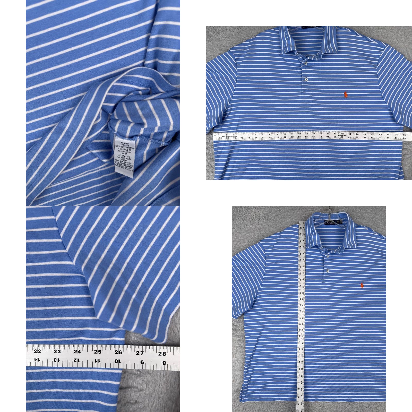 Ralph Lauren Polo Ralph Lauren Shirt Adult 2XL Blue White Stripe 100% Cotton Pony Size US XXL / EU 58 / 5 - 8 Thumbnail