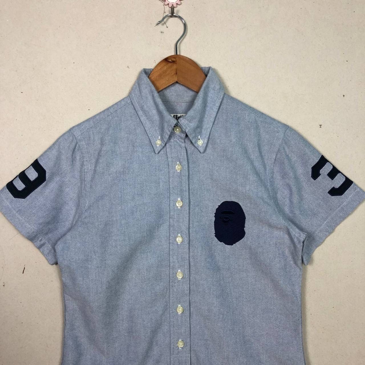Bape Vtg BAPE Ape Head Oxford SS Shirt Size S Blue #3 Sleeves Size S / US 4 / IT 40 - 3 Thumbnail