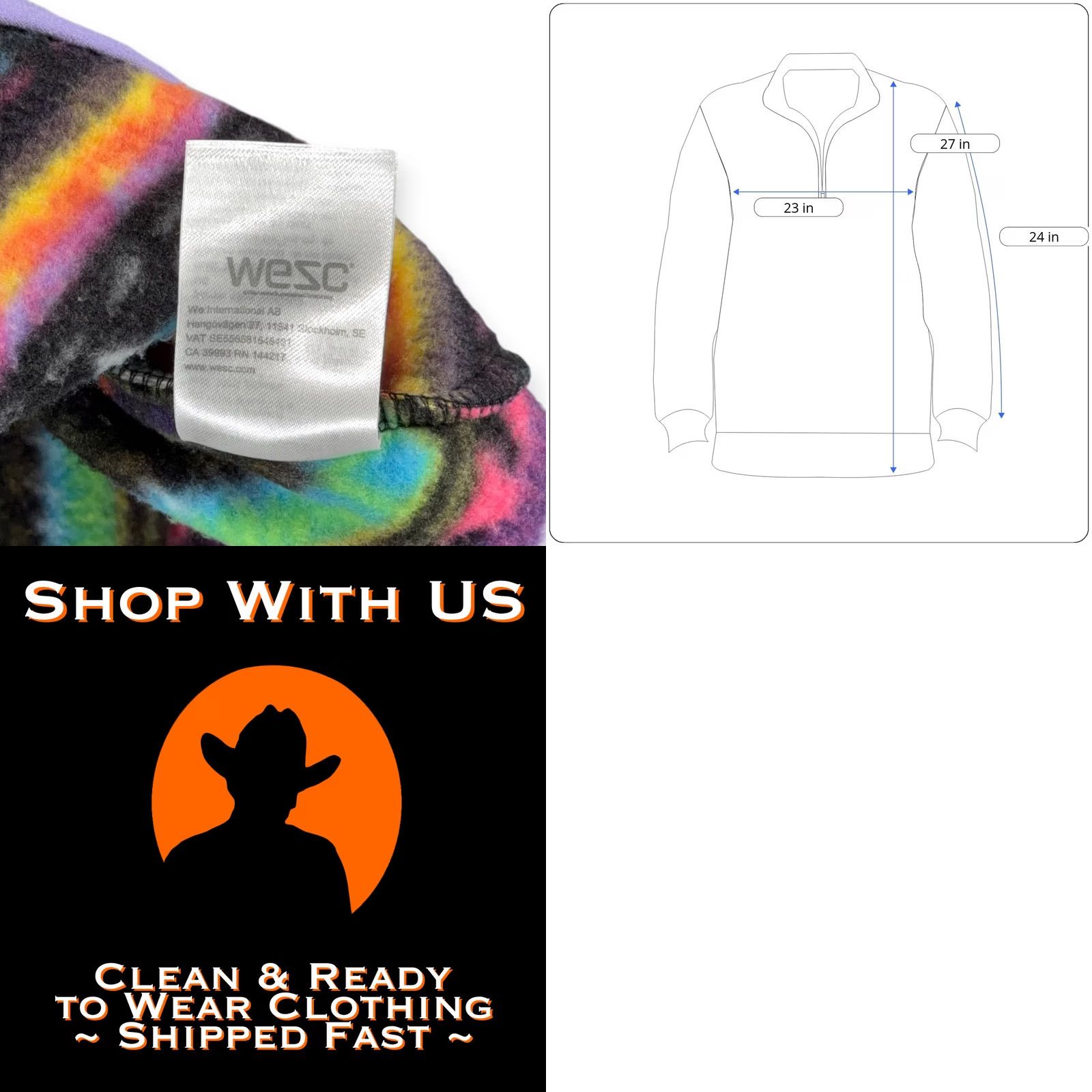 WeSC VINTAGE WeSc Sweater Adult MEDIUM Purple Fleece Southwestern Aztec Rainbow Quarter Zip Mens Size US M / EU 48-50 / 2 - 8 Thumbnail